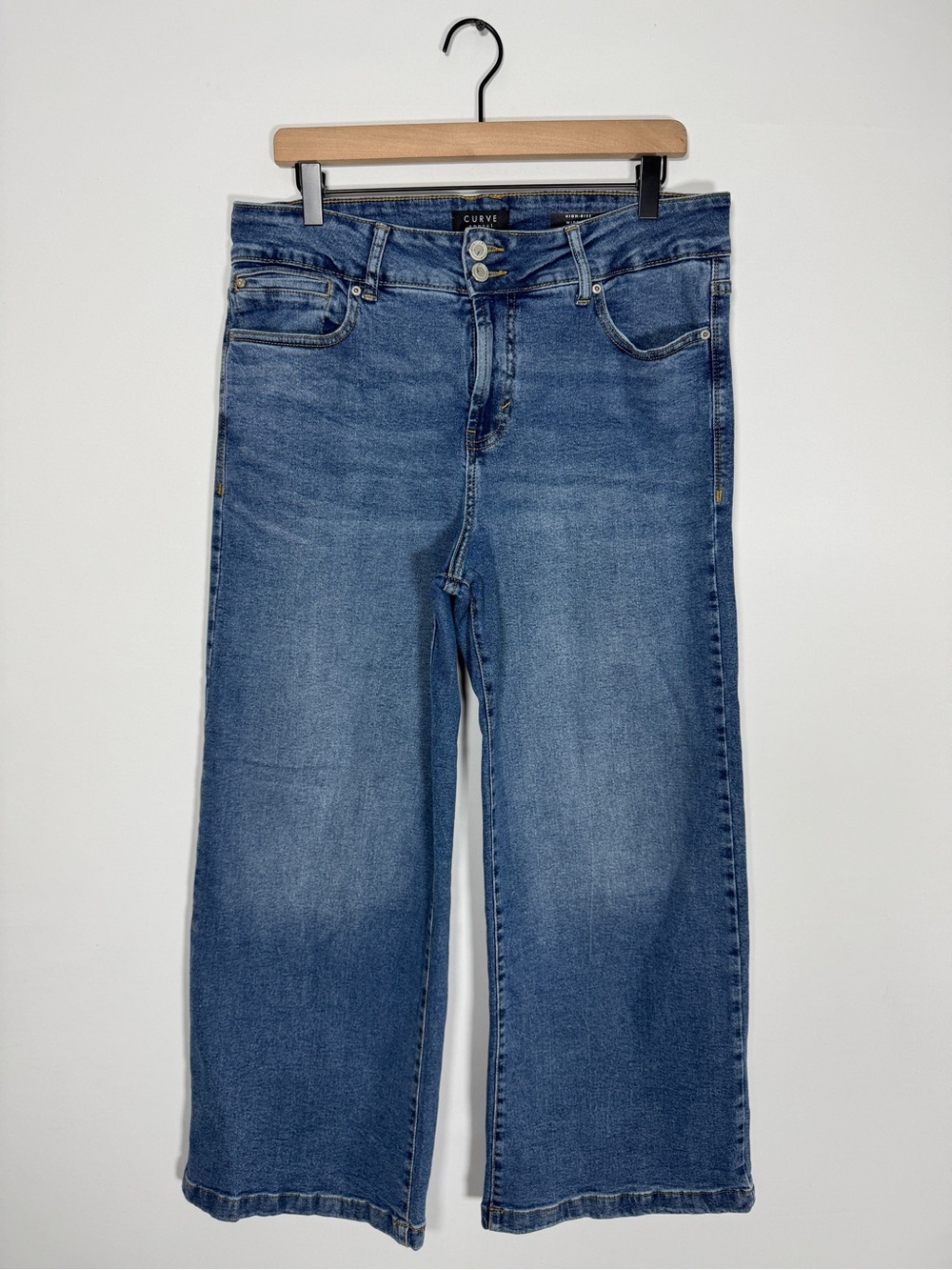 WJ99 {Curve Appeal} "High Rise Wide Leg" Blue Relaxed Loose Denim Jeans